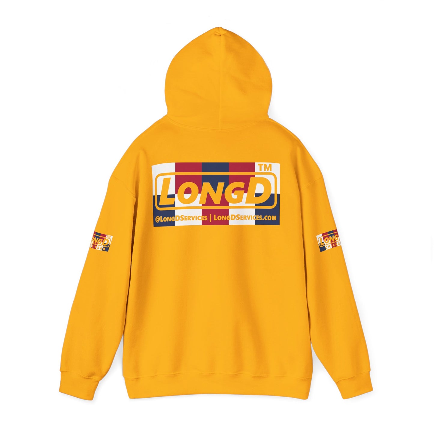 I firecracker LongD® negative 2x5 4-print single breasted tag logo hoodie