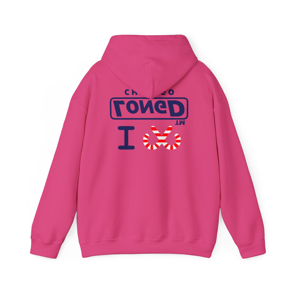 I candy cane LongD Chicago positive official basic navy front-back logo hoodie