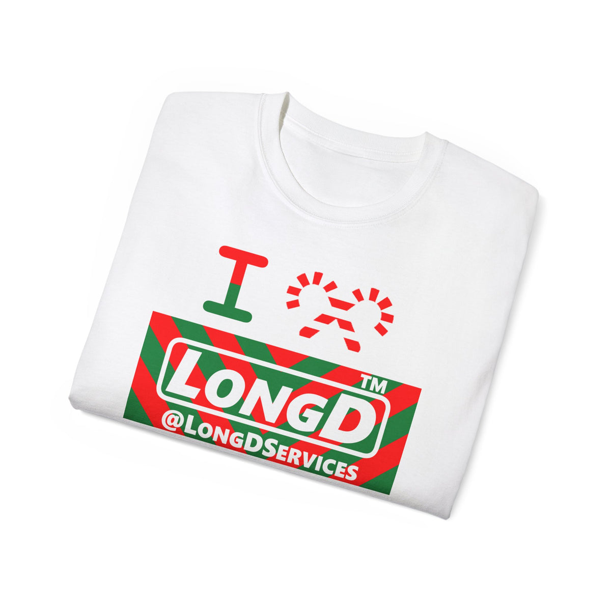 I candy cane LongD Tag negative downward chevron logo cotton tee