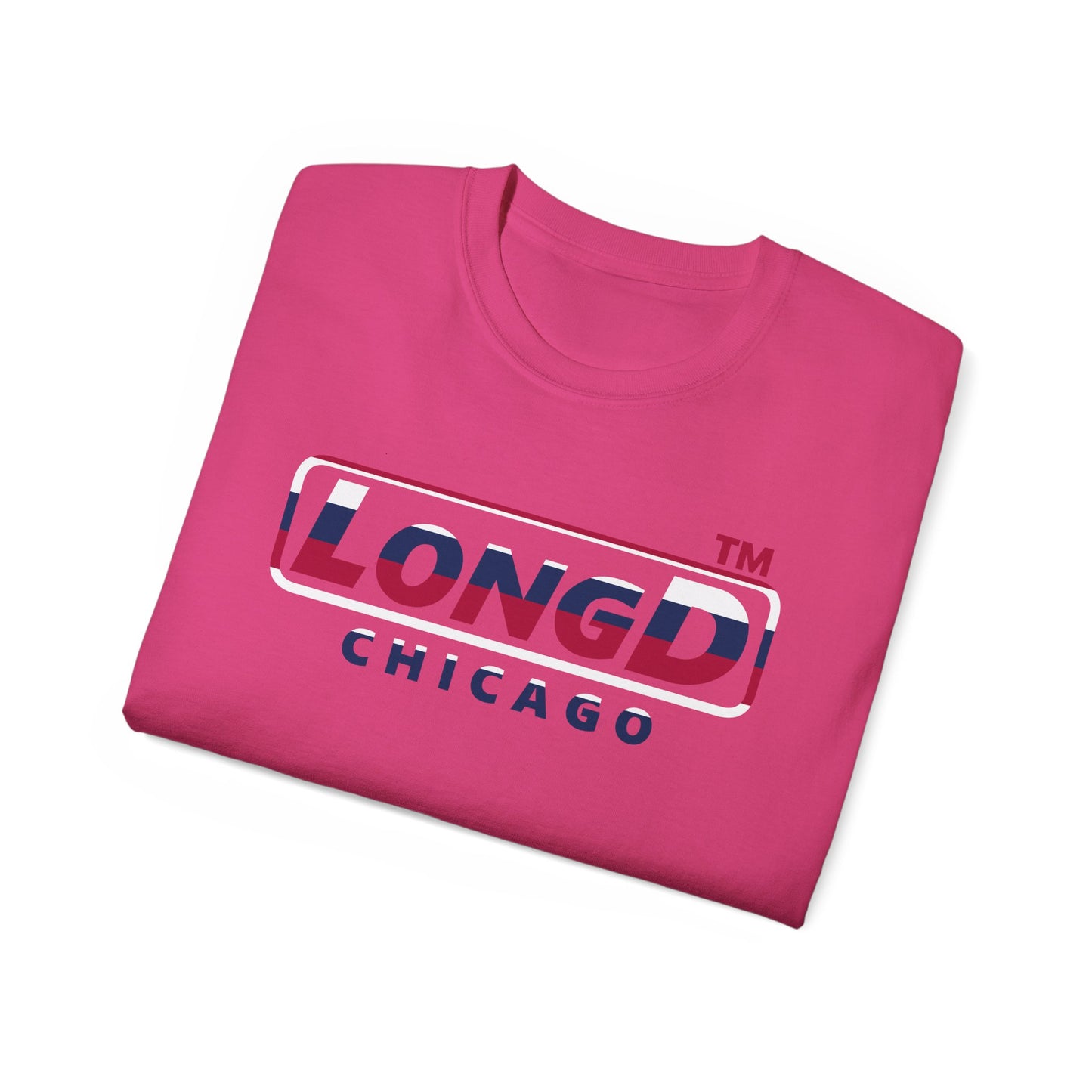LongD positive horizontal 6-striped Chicago logo cotton tee (patriotic colors)