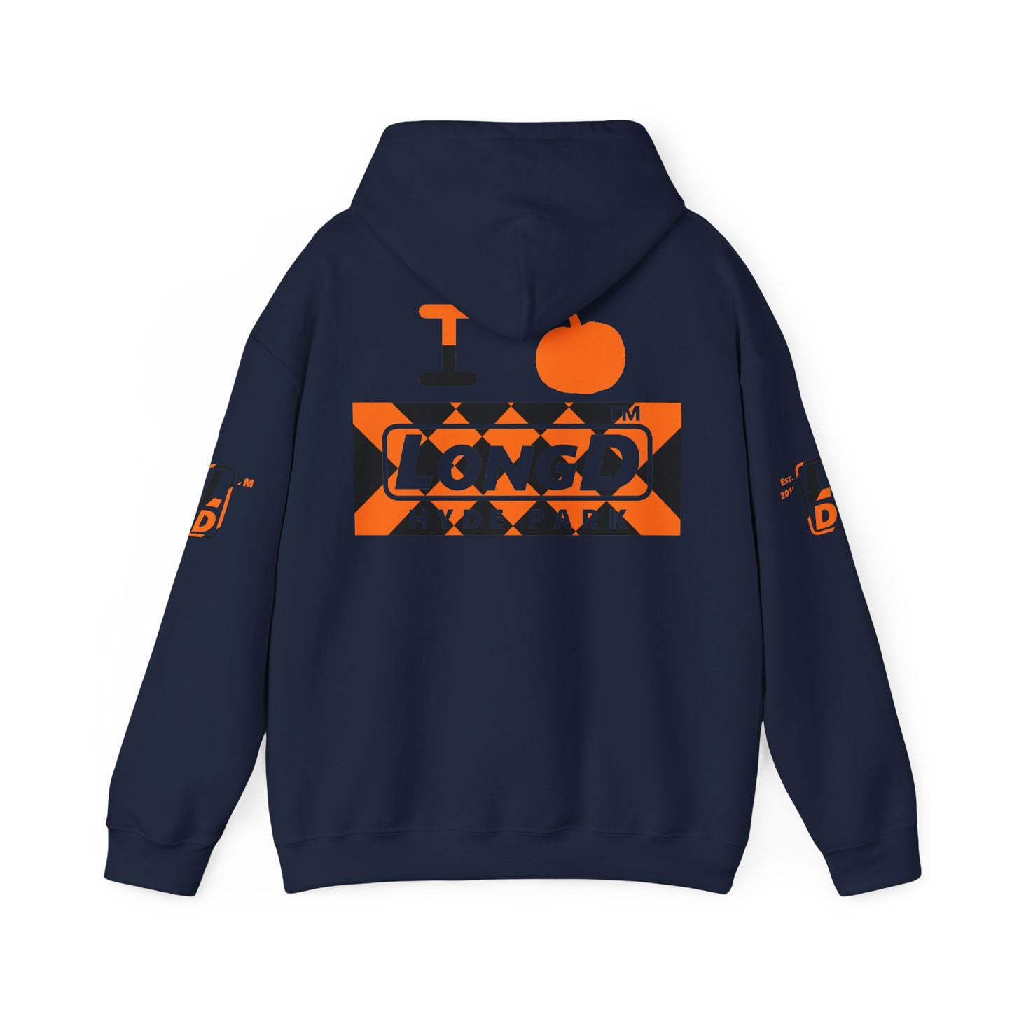 I pumpkin LongD Hyde Park negative stylized argyle 4-print logo hoodie