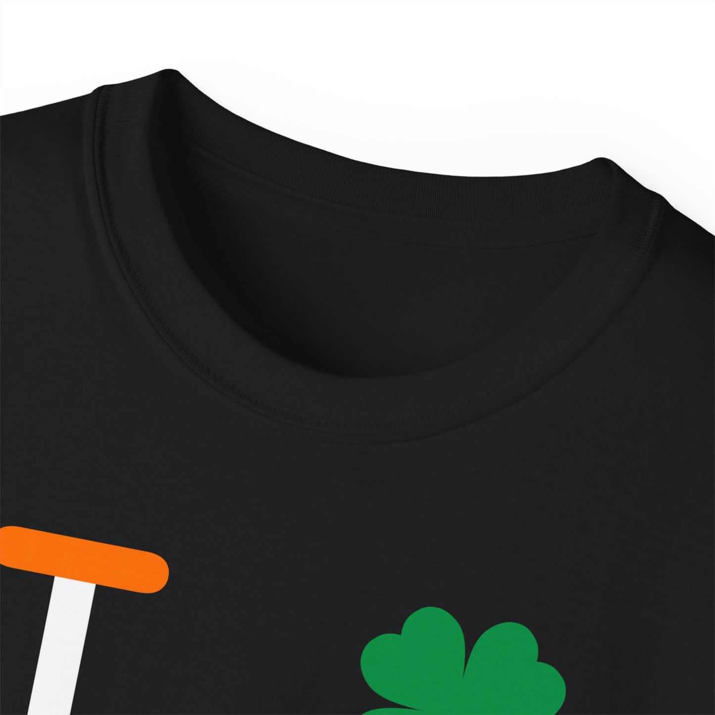 I Clover LongD® Logo Cotton Tee (St. Patrick's Day -Irish Green, White and Irish Orange negative thirds with 4-leaf clover)