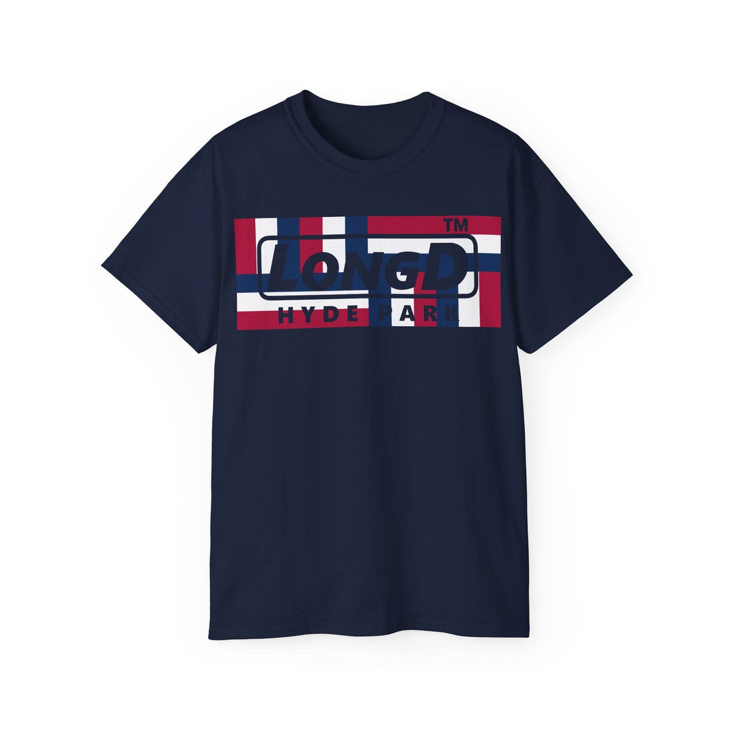 LongD negative modified windmill Hyde Park logo cotton tee (patriotic colors)