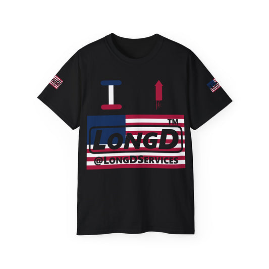 I firecracker LongD negative flag 4-print tag logo cotton tee