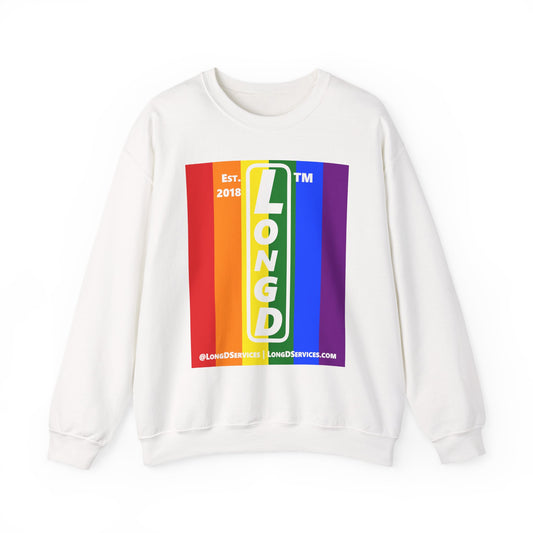 LongD negative cropped flag tag-domain upright logo crewneck sweatshirt (Pride colors)