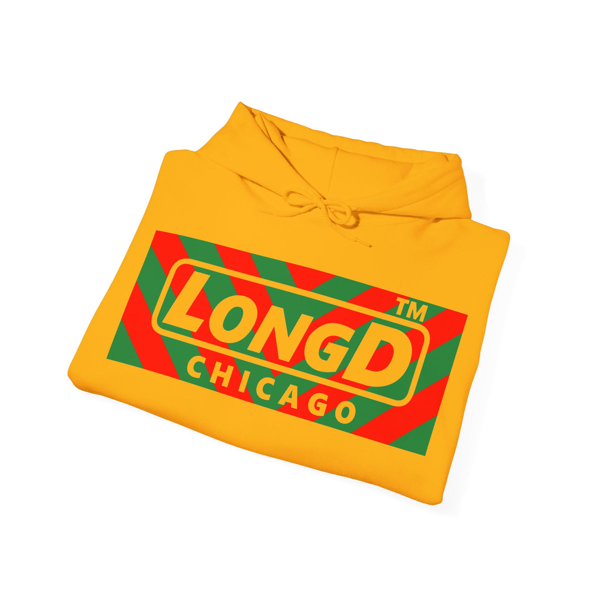 LongD Chicago negative downward chevron front-back logo (Xmas colors) hoodie