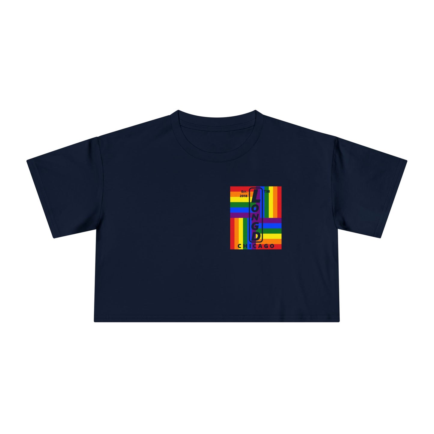 Negative windmill upright single-breasted Chicago logo crop tee (Pride colors)