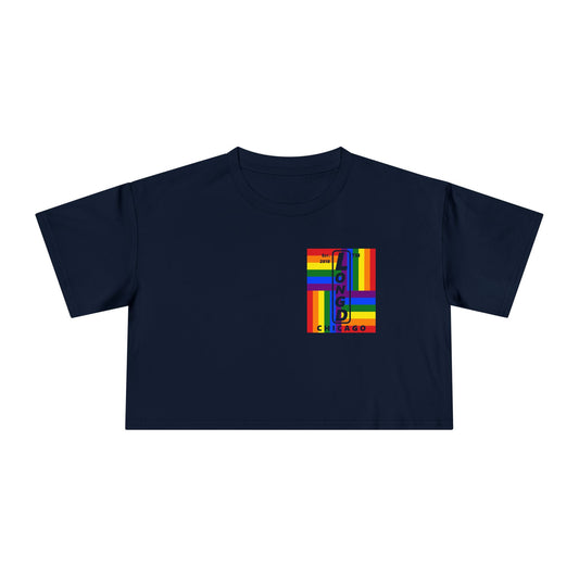 Negative windmill upright single-breasted Chicago logo crop tee (Pride colors)