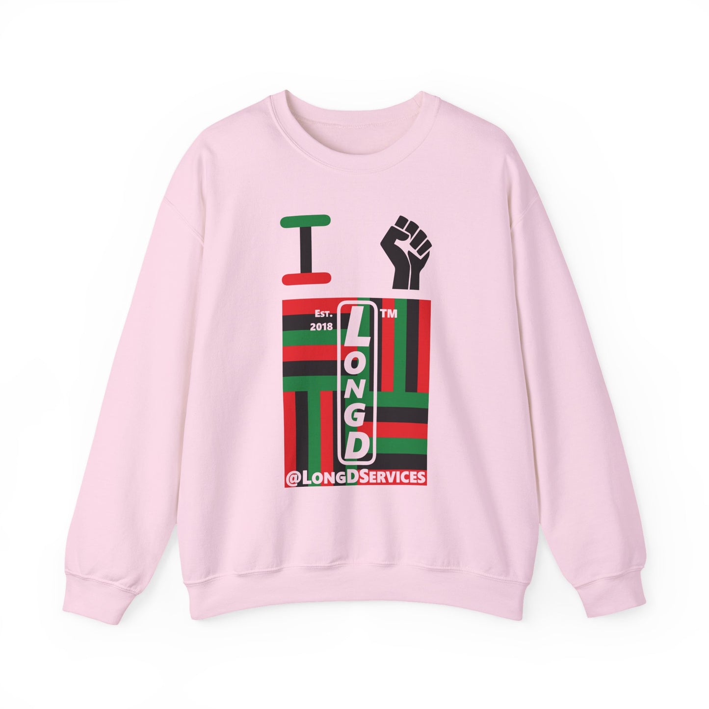 I Fist LongD negative windmill tag upright logo crewneck sweatshirt