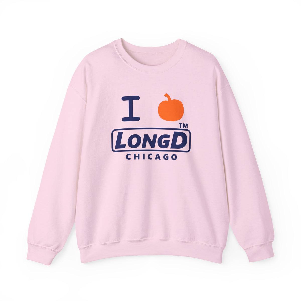 I pumpkin LongD Chicago positive basic Navy (002060) front-back logo crewneck sweatshirt