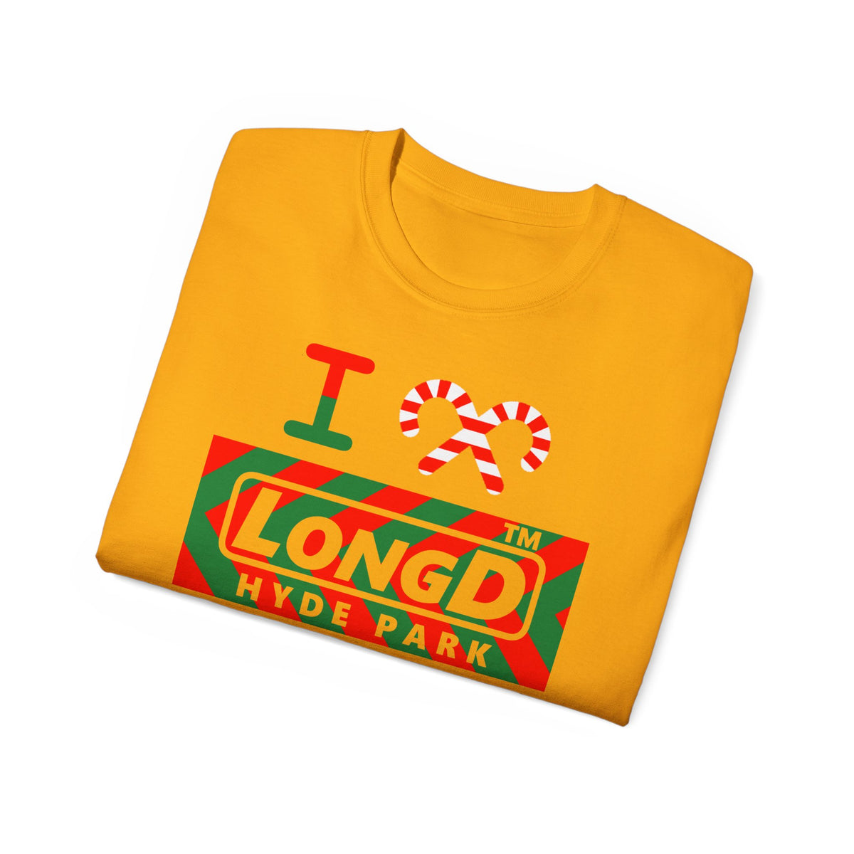 I candy cane LongD Hyde Park negative leftward chevron logo cotton tee