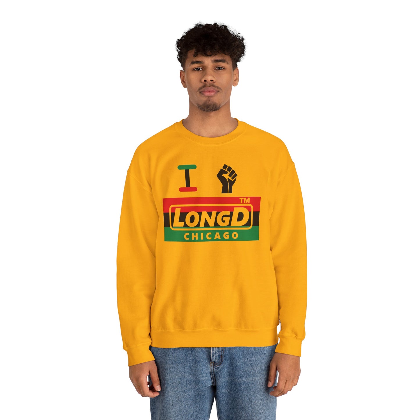 I fist LongD negative horizontal 3-striped Chicago logo crewneck sweatshirt