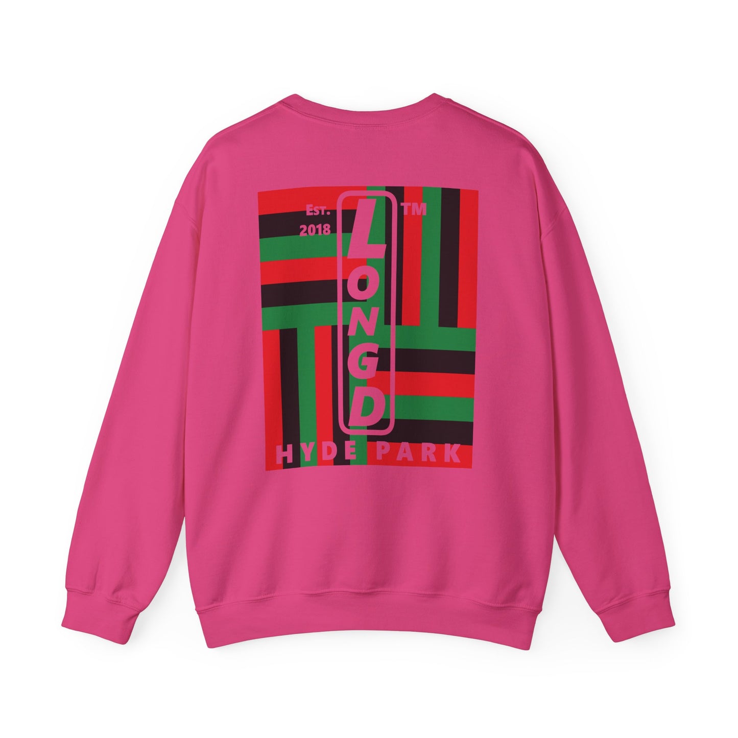 I Fist LongD negative windmill Hyde Park upright front-back logo crewneck sweatshirt