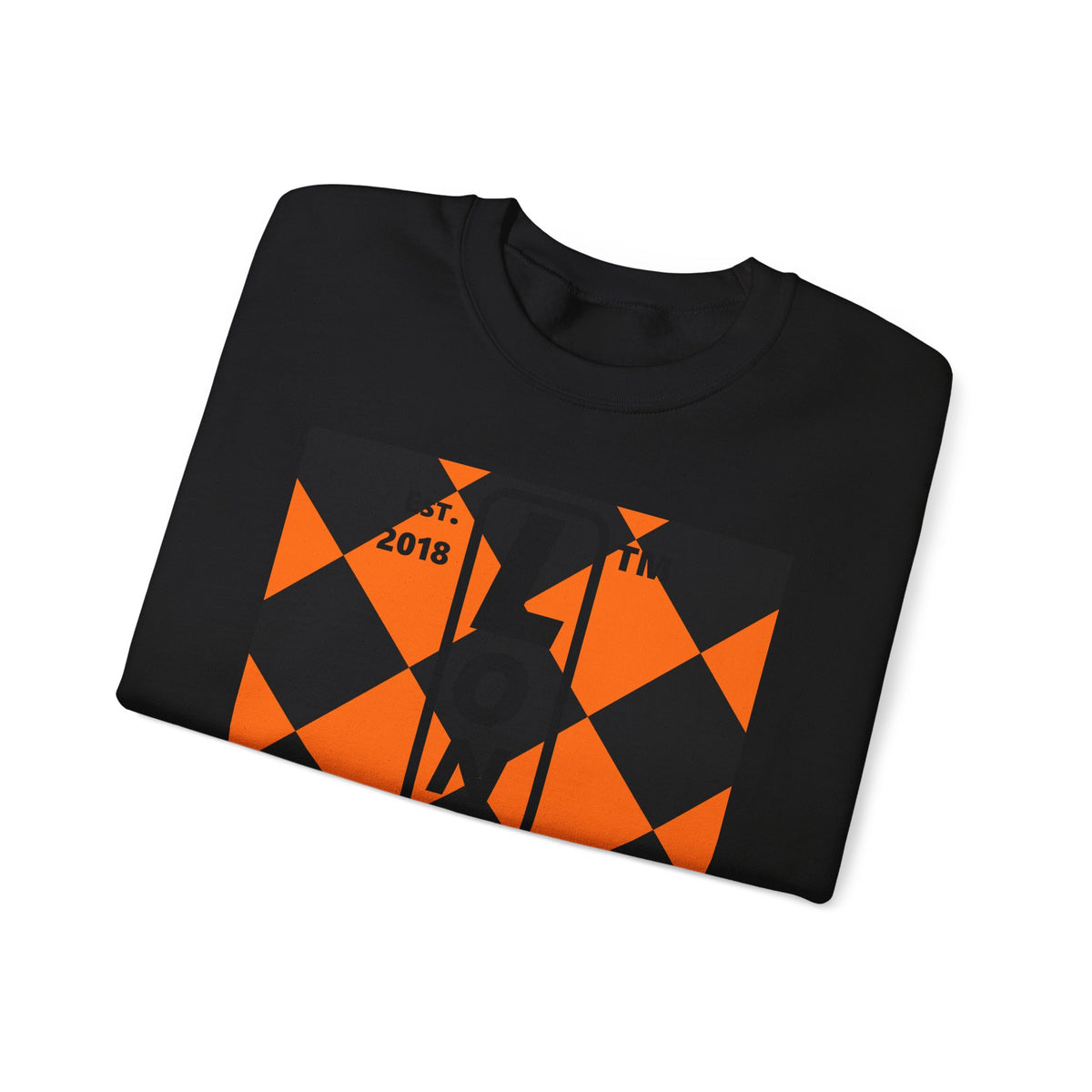 LongD Hyde Park negative upright argyle logo (Halloween colors) crewneck sweatshirt