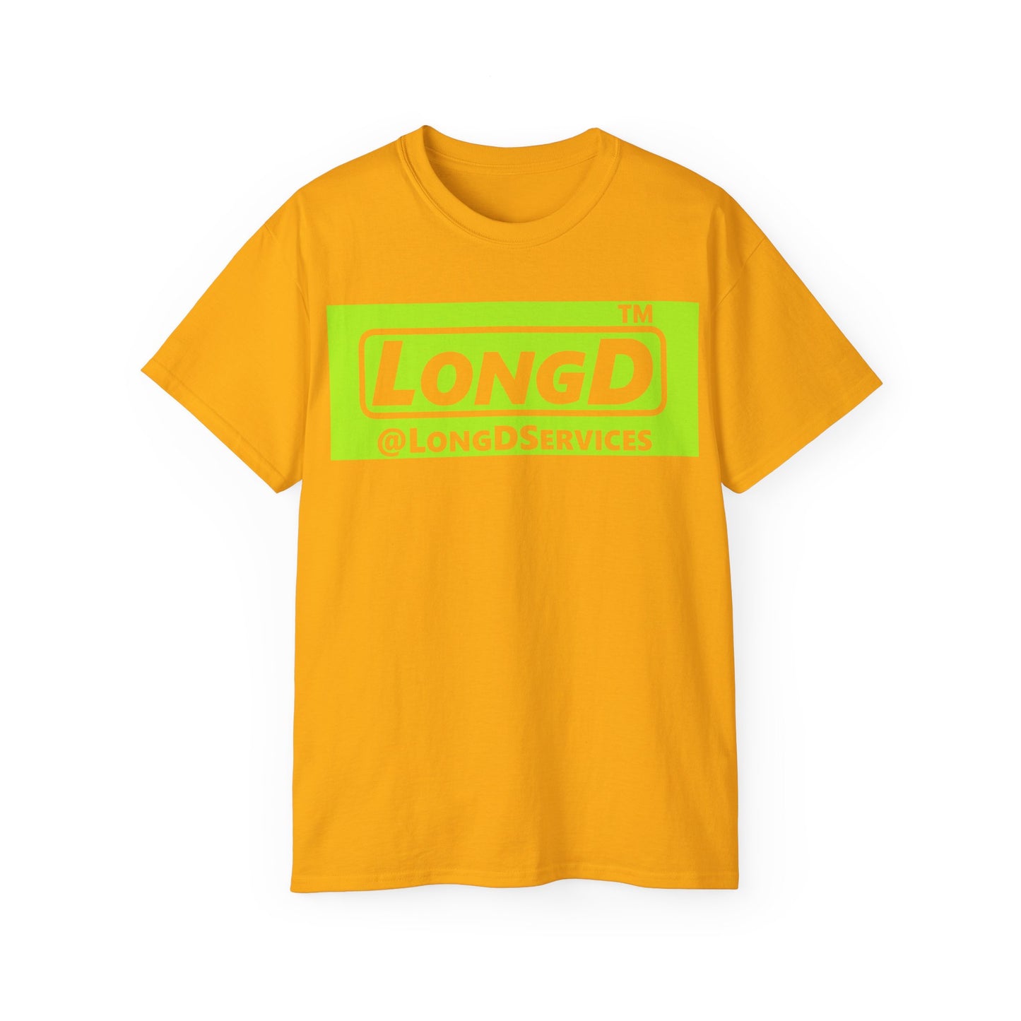 LongD® negative lime green Tag Logo Cotton Tee