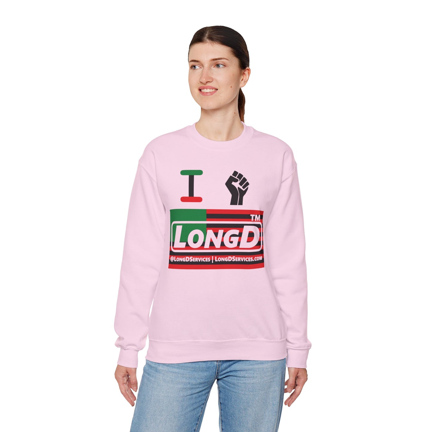 I fist LongD negative flag tag-domain logo crewneck sweatshirt