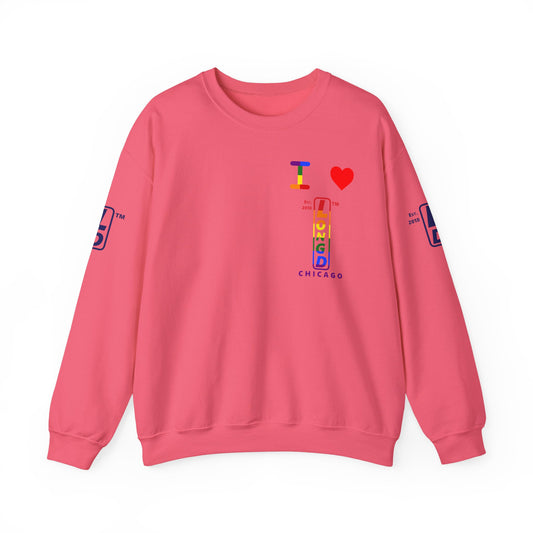 I Luv LongD positive horizontal 6-striped Chicago upright 4-print single-breasted logo crewneck sweatshirt (Pride colors)