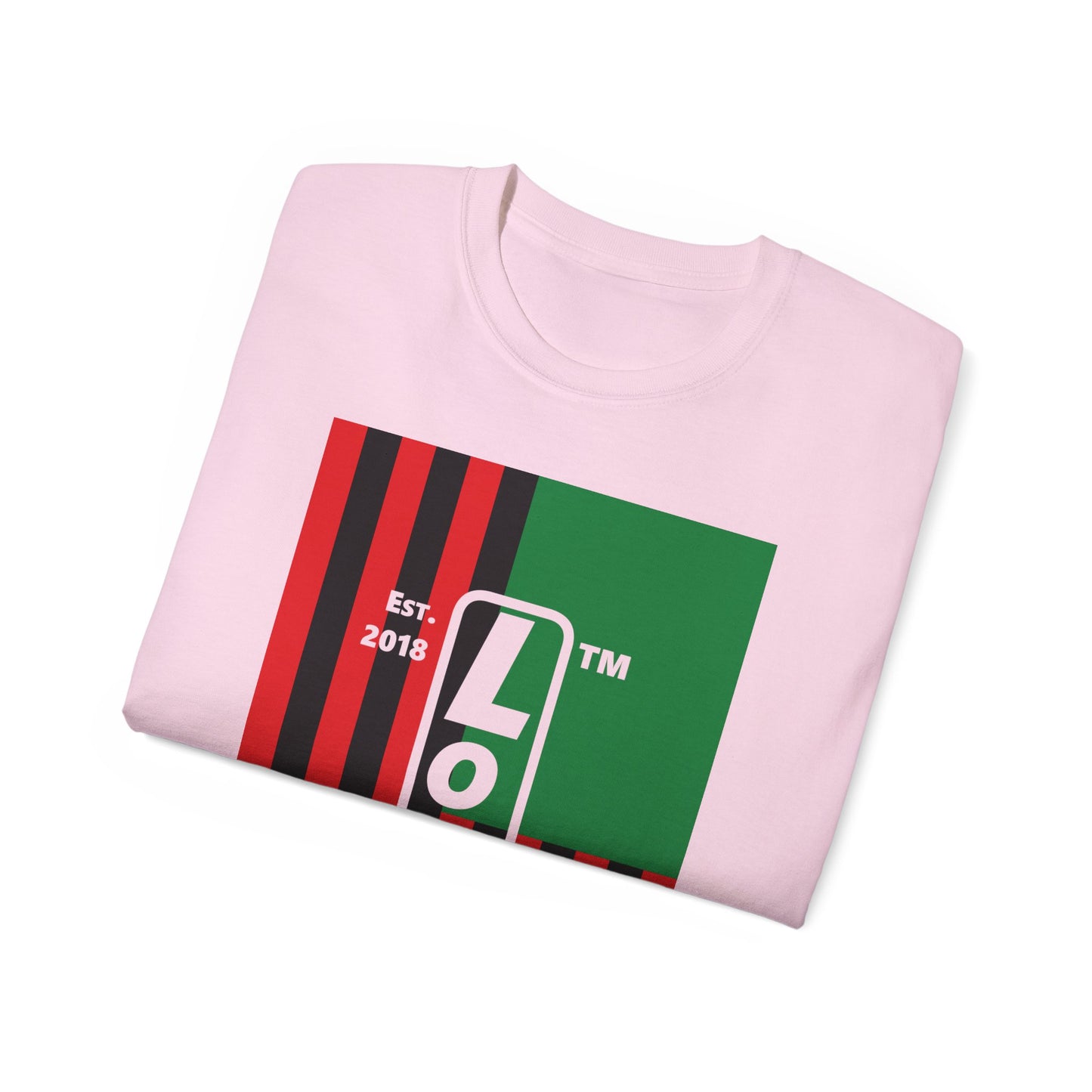 LongD Cotton Tee negative flag Hyde Park upright logo (Juneteenth colors)