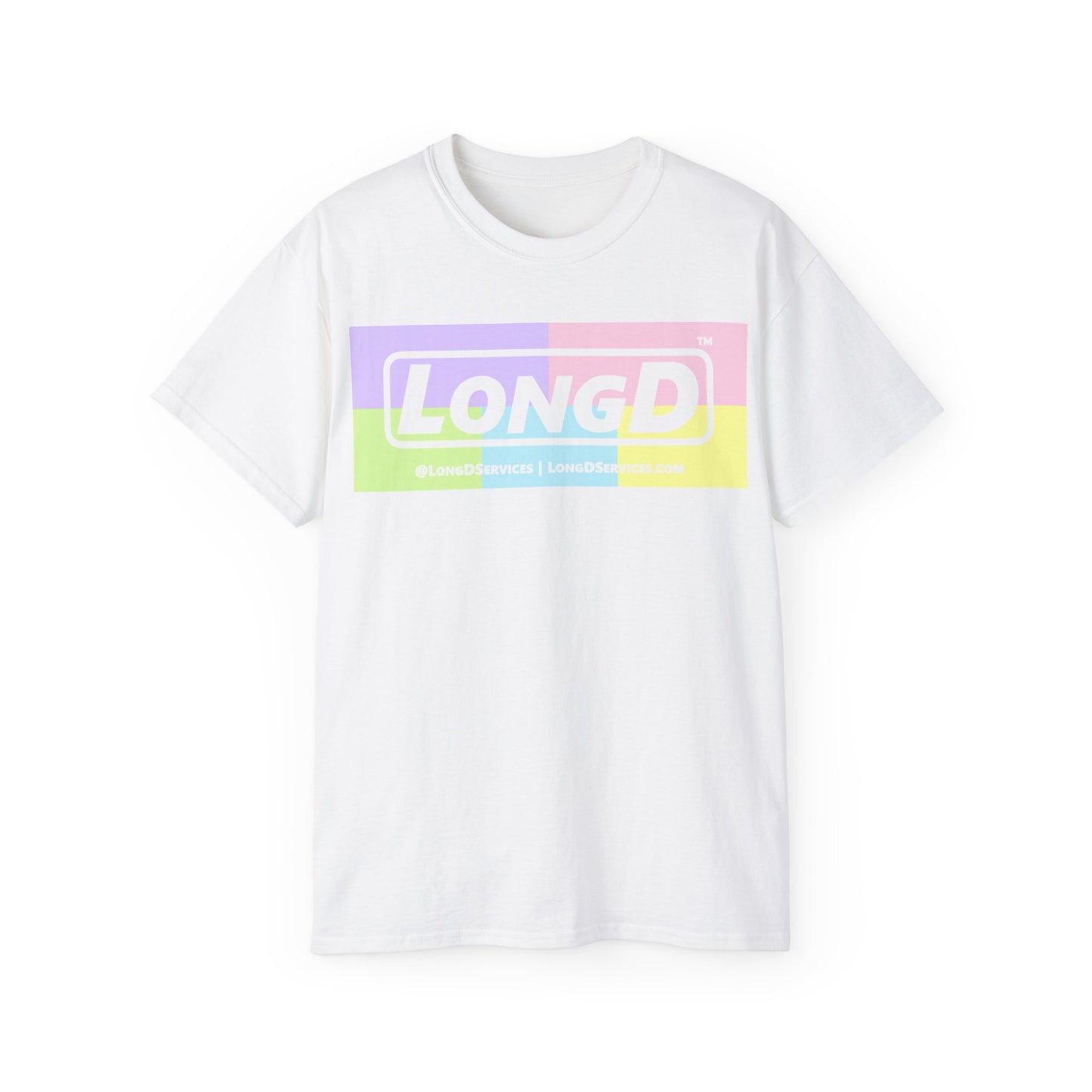LongD® Logo Cotton Tee (Easter pastel variety in negative text)