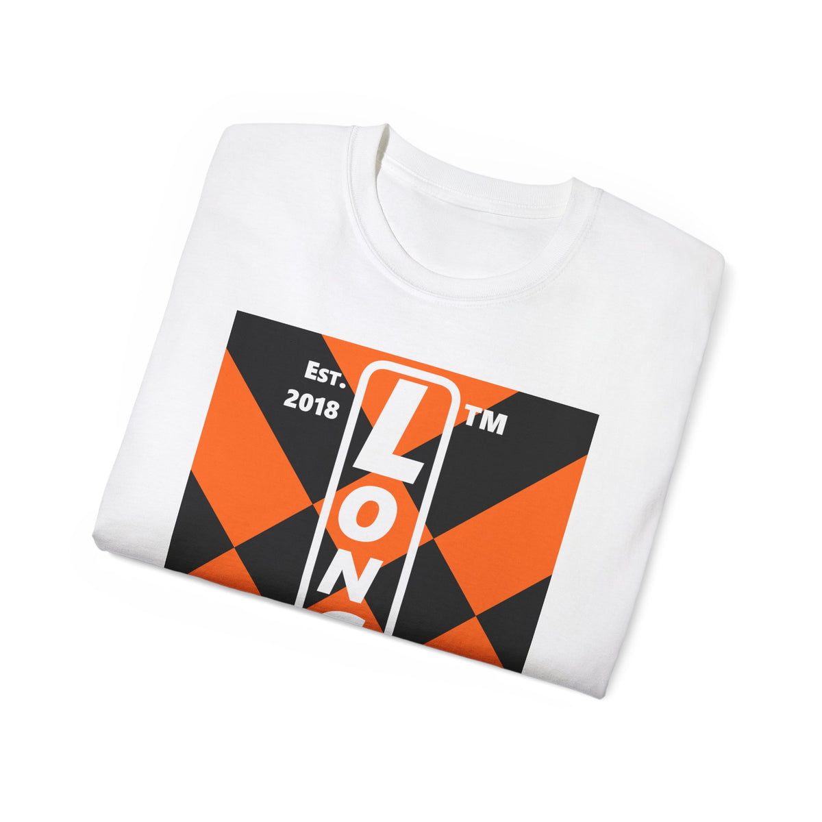 LongD Hyde Park negative upright mixed argyle logo (Halloween colors) cotton tee