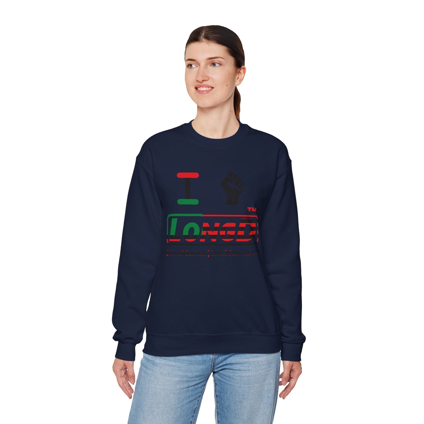 I fist LongD positive flag tag-domain logo crewneck sweatshirt