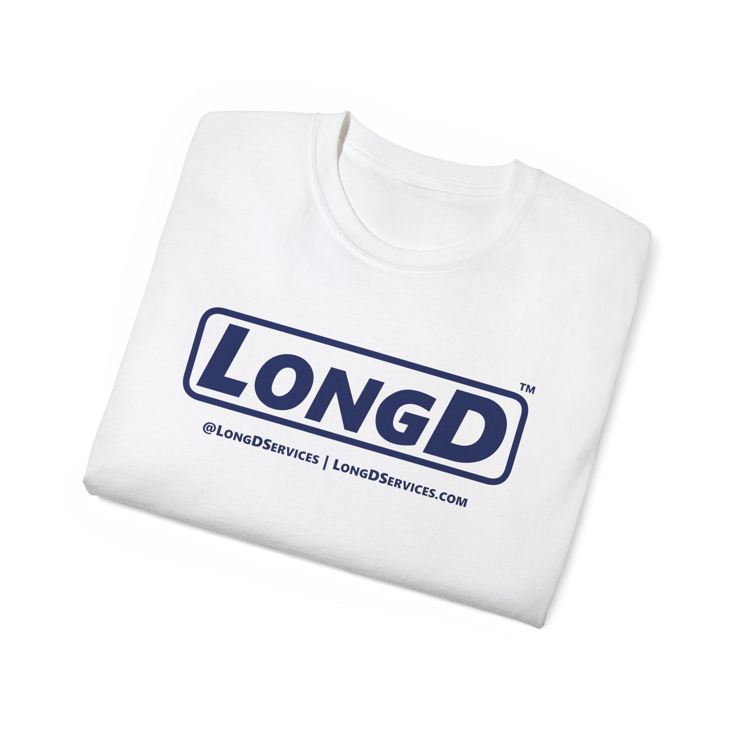 LongD® Logo Cotton Tee (Mardi Gras colored shirts with blue text)