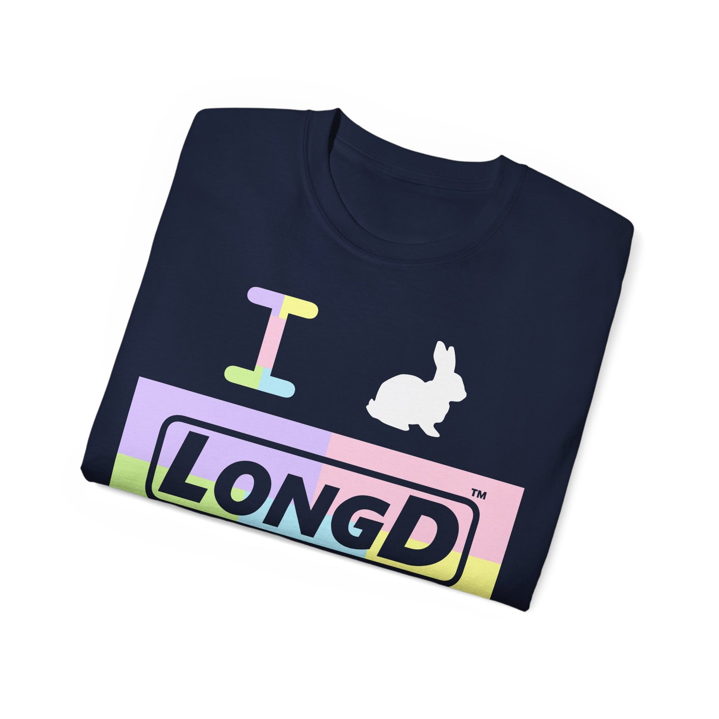 I Bunny LongD® Logo Cotton Tee Easter pastel variety negative text (white Easter Bunny)