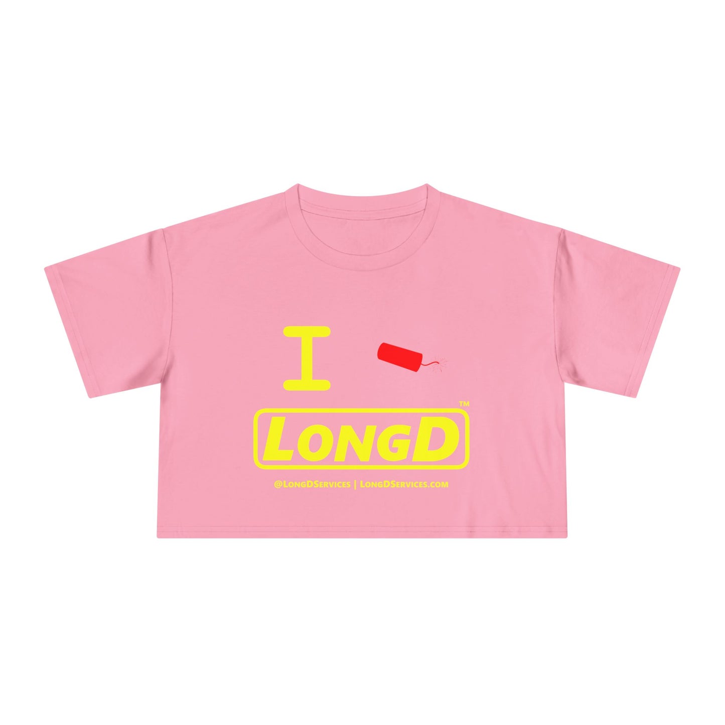 I Firecracker LongD Reverse Logo Women's Crop Tee Red firecracker (no blue or white)