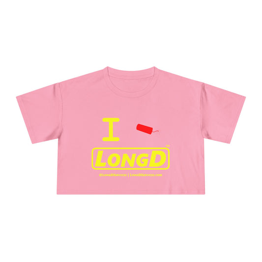 I Firecracker LongD Reverse Logo Women's Crop Tee Red firecracker (no blue or white)