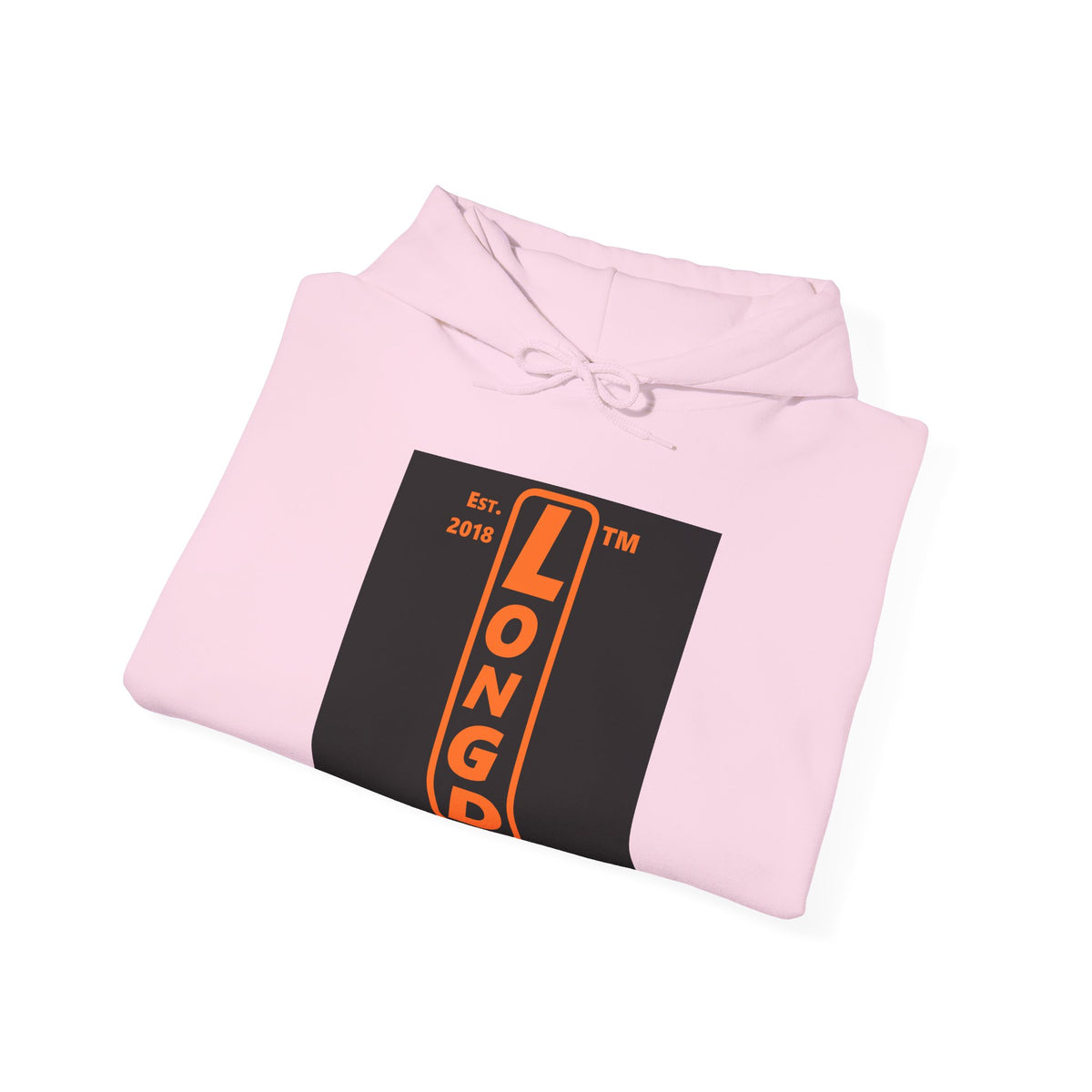 LongD Chicago upright logo orange (FE7518) on Black (000000) (Halloween colors) hoodie