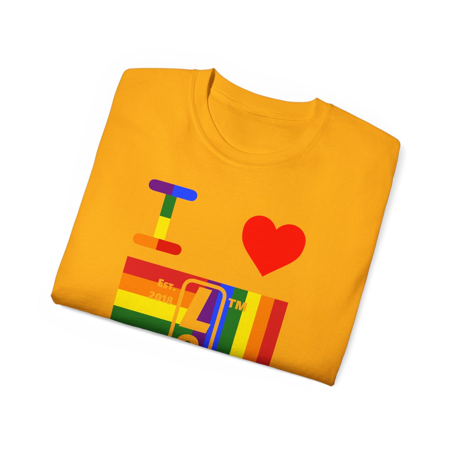 I Luv LongD Cotton Tee negative windmill Chicago upright logo (Pride colors)