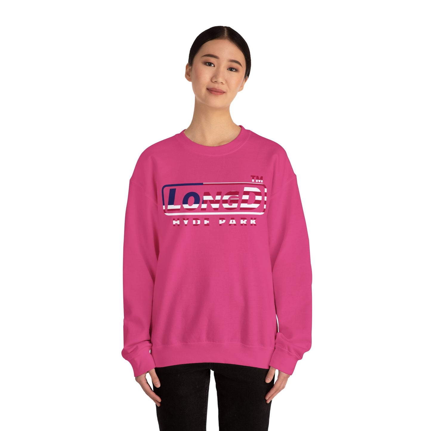LongD positive flag Hyde Park logo crewneck sweatshirt (patriotic colors)