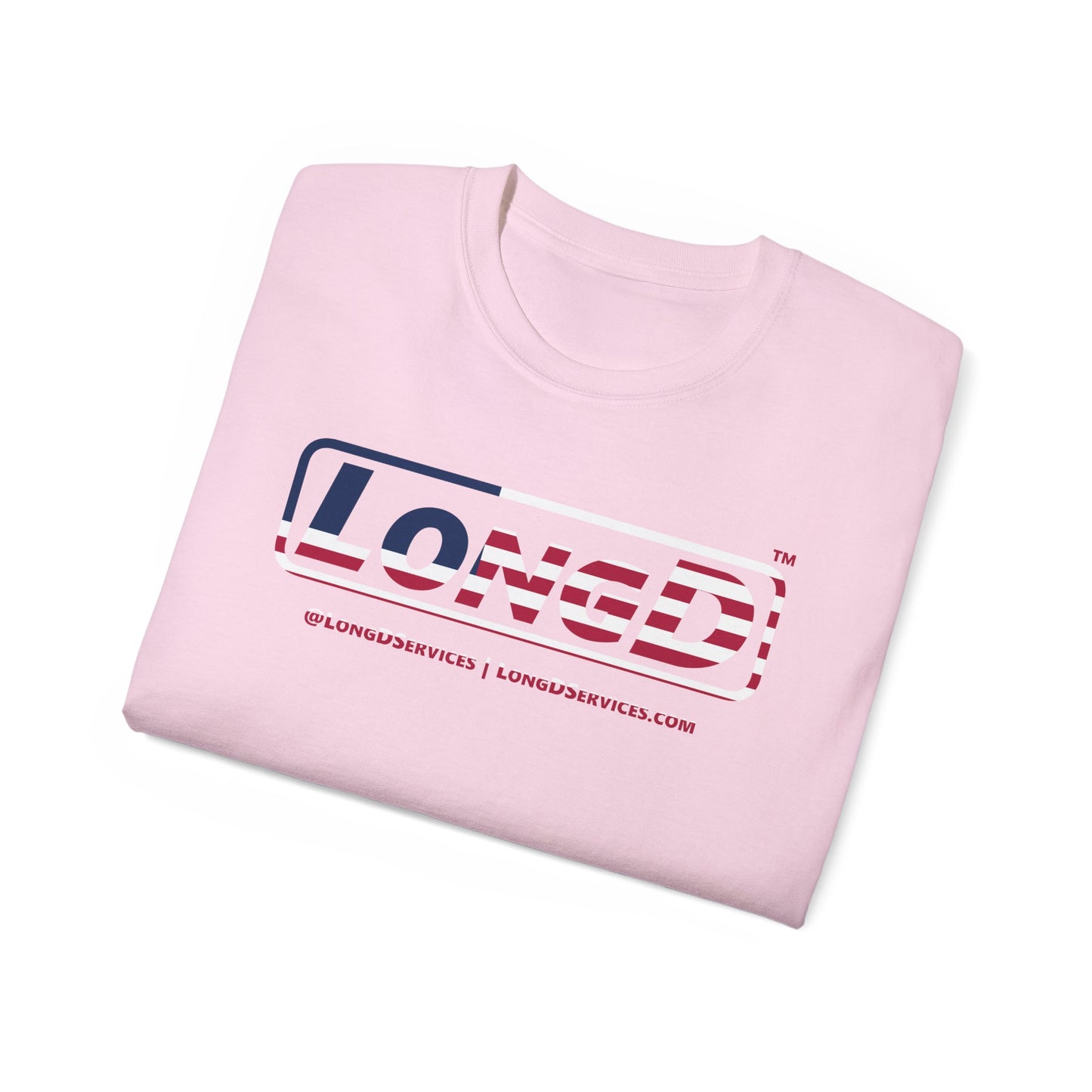 LongD® Logo Cotton Tee Red, White and Blue positive flag