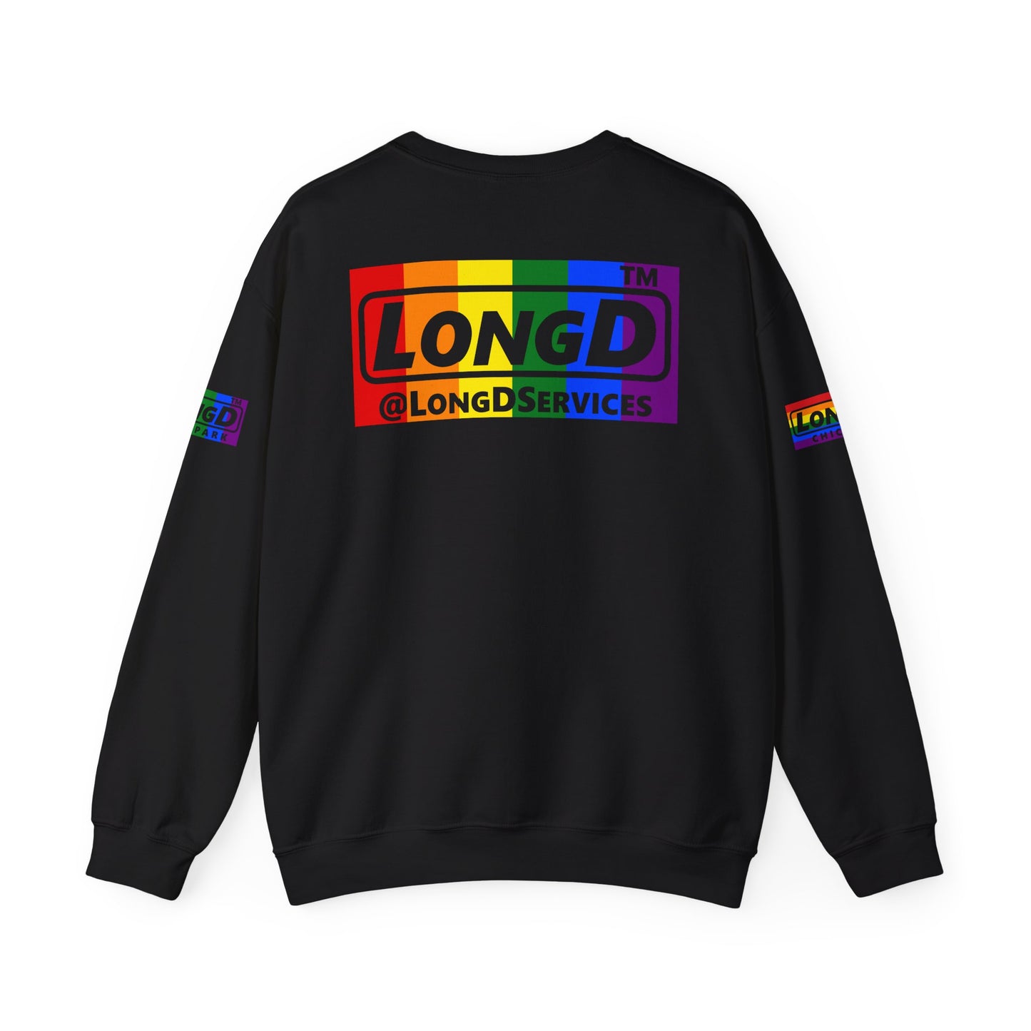 LongD official basic 4-print Hyde Park logo crewneck sweatshirt with Pride heart