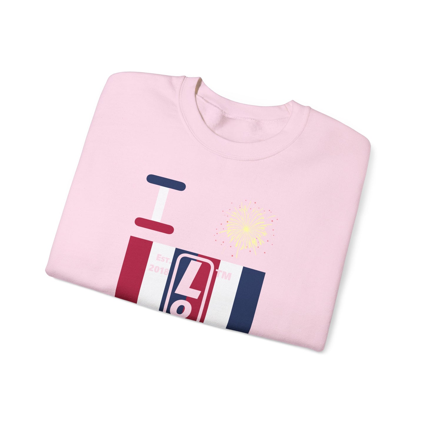 I Burst LongD negative vertical 6-striped Chicago upright logo crewneck sweatshirt