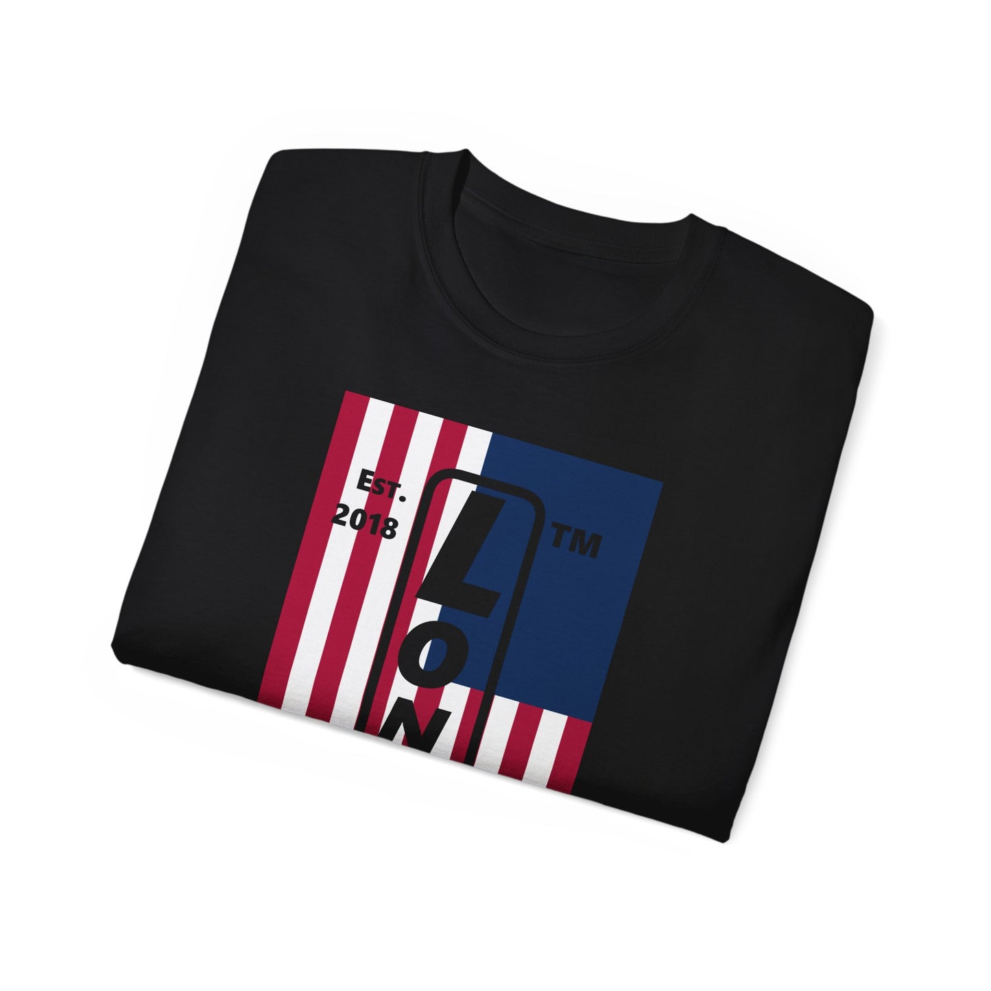 LongD cotton tee negative flag Chicago upright logo (Patriotic colors)