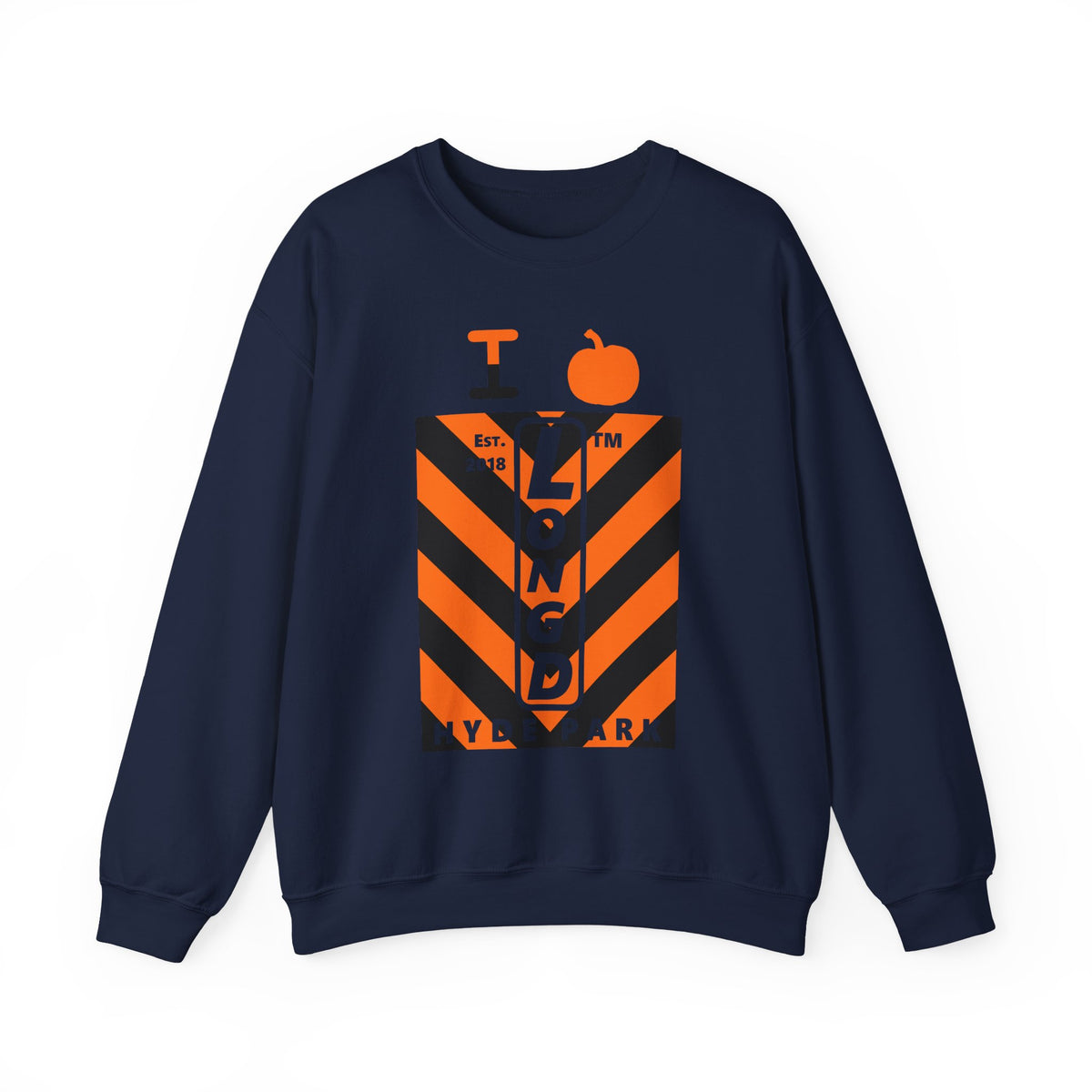I pumpkin LongD Hyde Park negative upright downward chevron logo crewneck sweatshirt