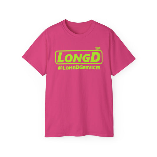 LongD® positive lime green Tag Logo Cotton Tee