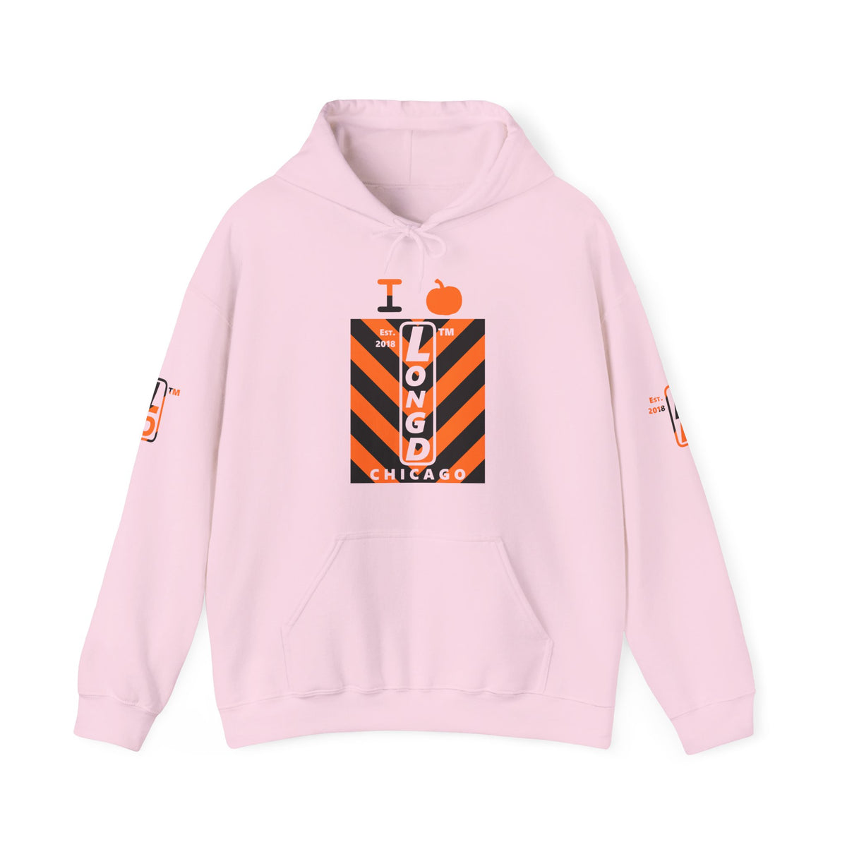 I pumpkin LongD Chicago negative upright downward chevron 4-print logo hoodie
