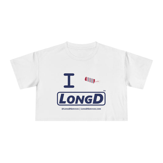 I Firecracker LongD Basic Official Logo Women's Crop Tee Red, White & Blue firecracker