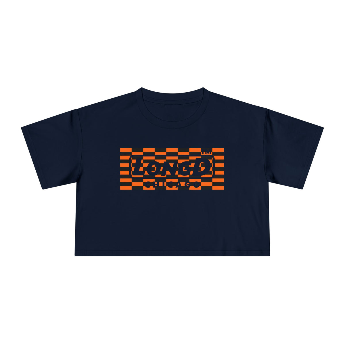LongD Chicago negative tiled logo (Halloween colors) crop tee