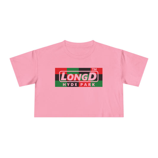 LongD negative 3x4 Hyde Park logo crop tee (Juneteenth colors)