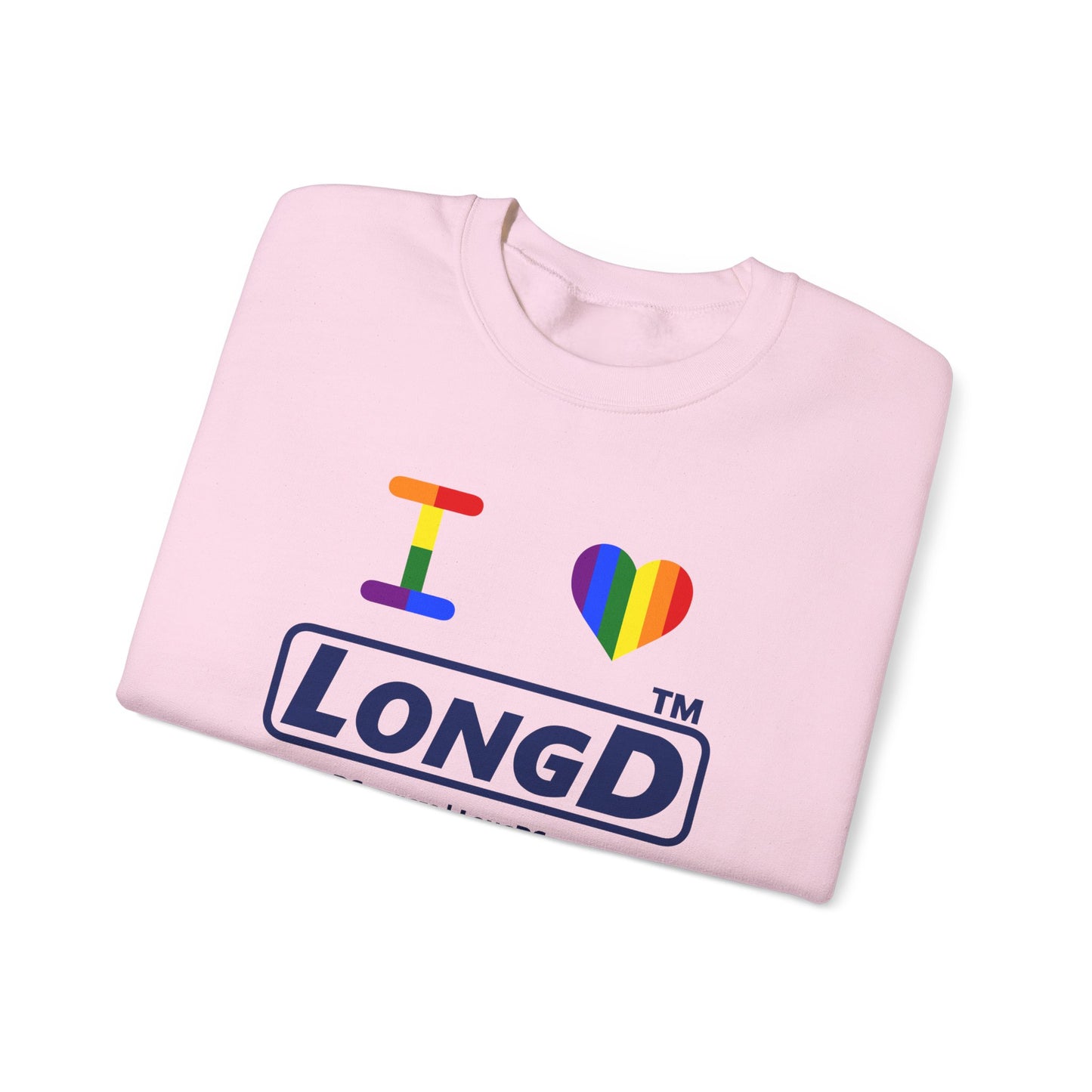 I Luv LongD official basic tag-domain logo crewneck sweatshirt with Pride heart