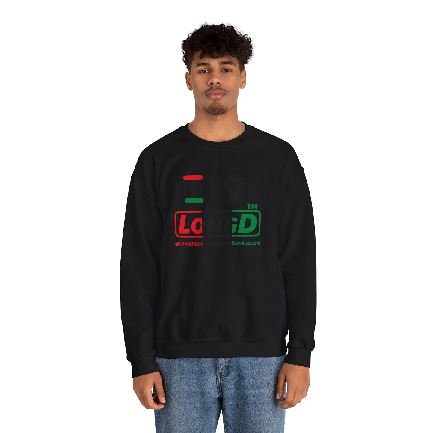 I fist LongD positive vertical 3-striped tag-domain logo crewneck sweatshirt