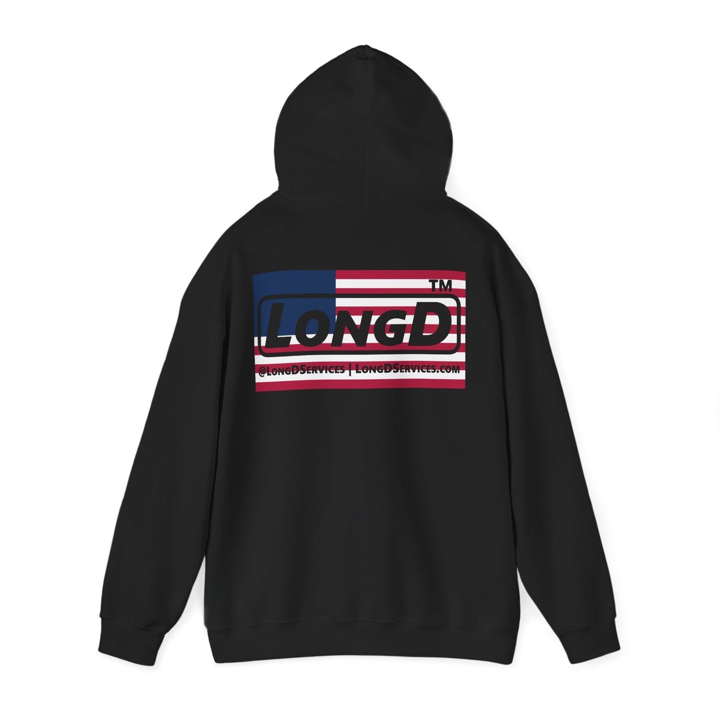 I firecracker LongD® negative flag front-back single breasted tag logo hoodie