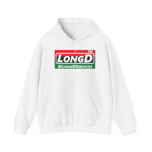 LongD® negative horizontal 3-striped tag logo Hoodie (Juneteenth colors)