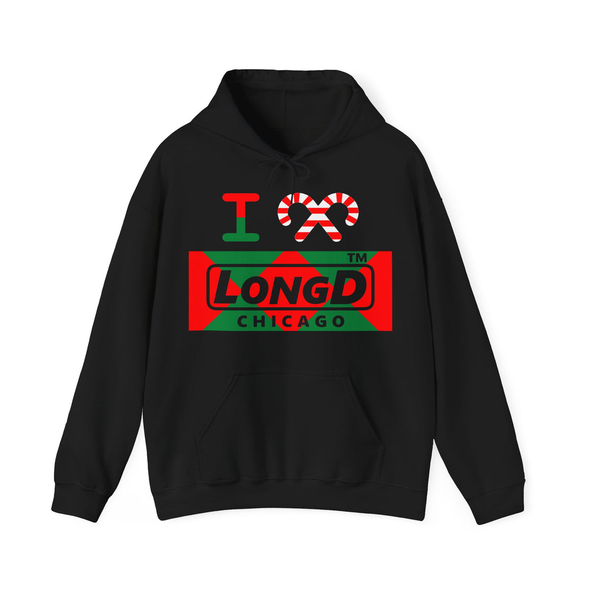 I candy cane LongD Chicago negative big argyle logo hoodie