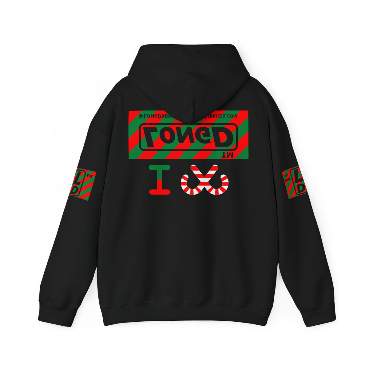 I candy cane LongD Tag-domain negative 12-striped 4-print logo hoodie