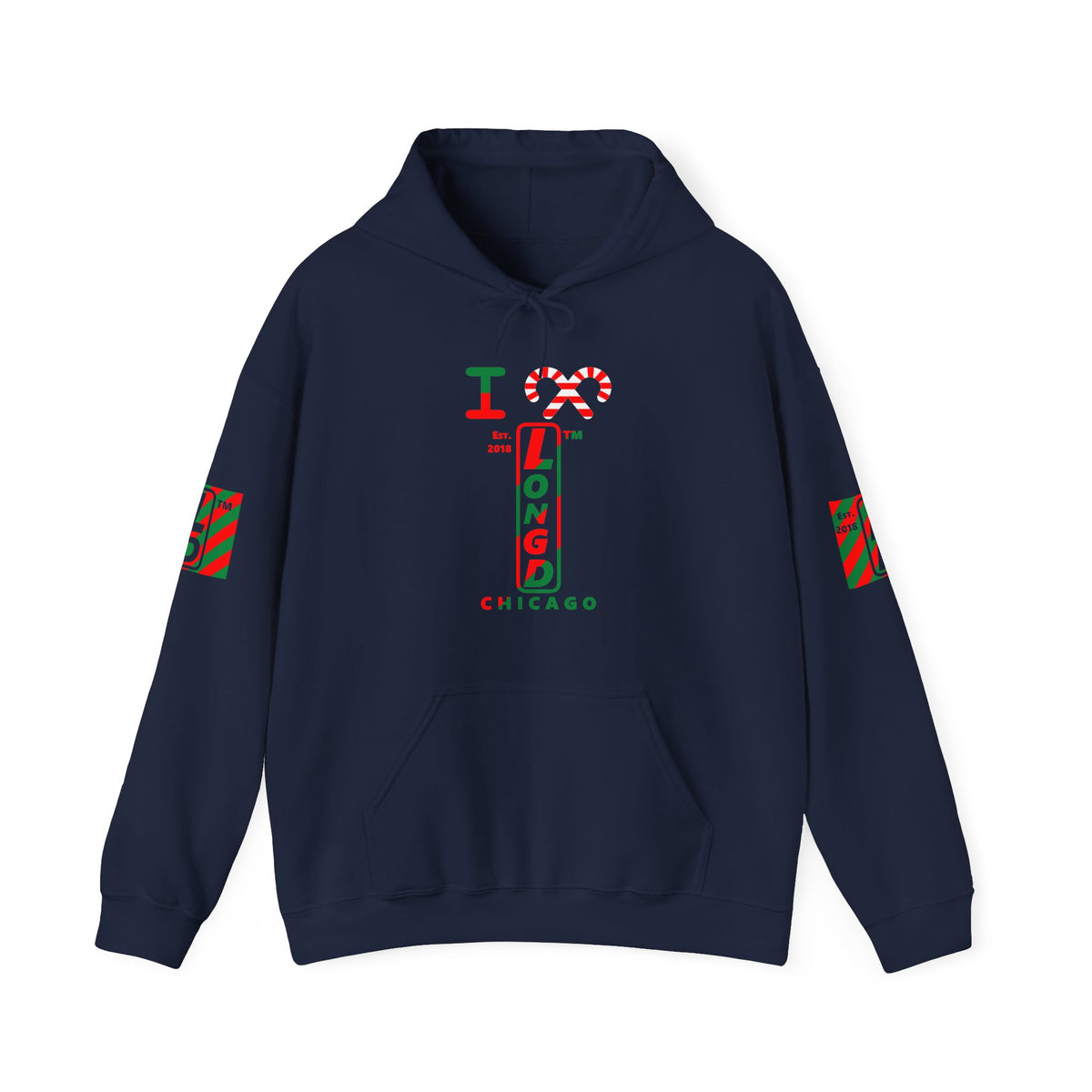 I candy cane LongD Chicago positive upright pixel-weighted 4-striped 4-print logo hoodie