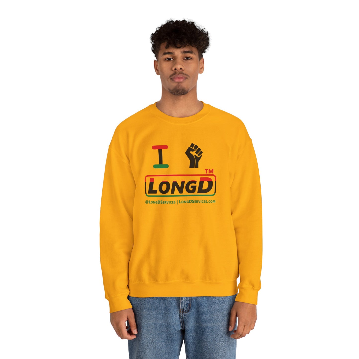 I fist LongD positive horizontal 3-striped tag-domain logo crewneck sweatshirt